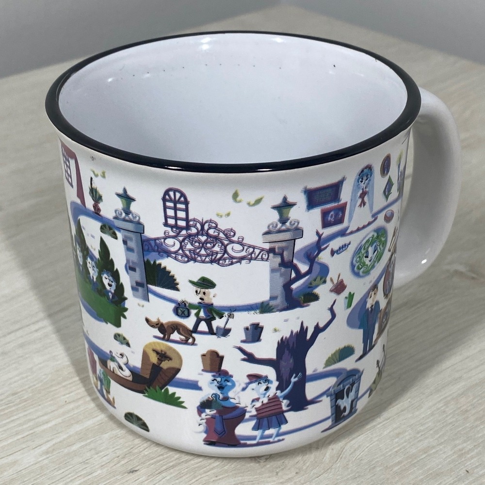 Disney Haunted Mansion Ceramic Coffee Mug Camper Style 20 oz Grim Grinning Ghost